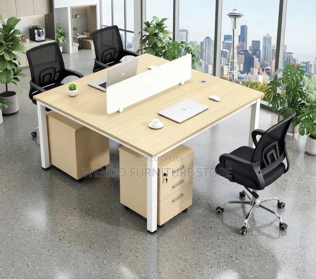 Office Workstation' White Open Two Users Station Table