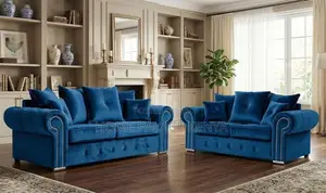 Sofa; Elegant Tufted Chesterfield Velvet Lounge Sofa for Home