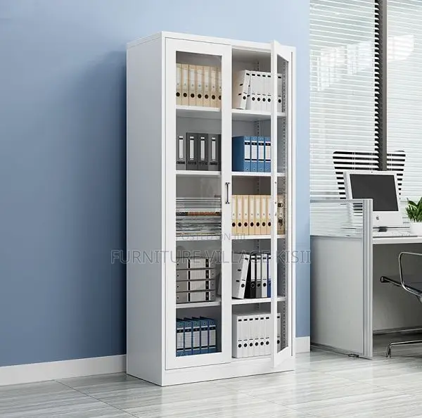 Office Furniture; 2- Full Glass Door Filling Office Cabinet