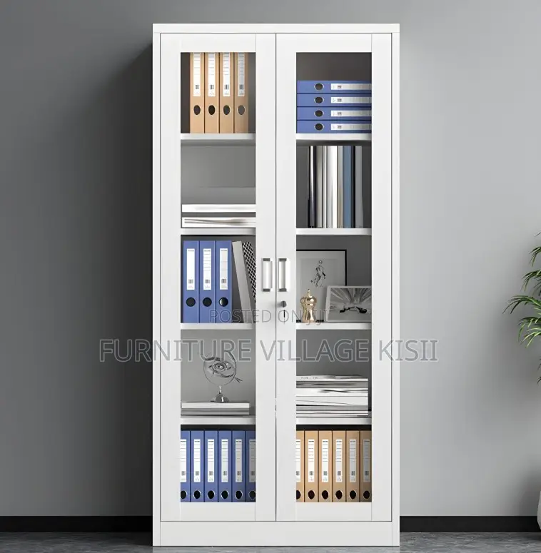 Office Furniture; 2- Full Glass Door Filling Office Cabinet