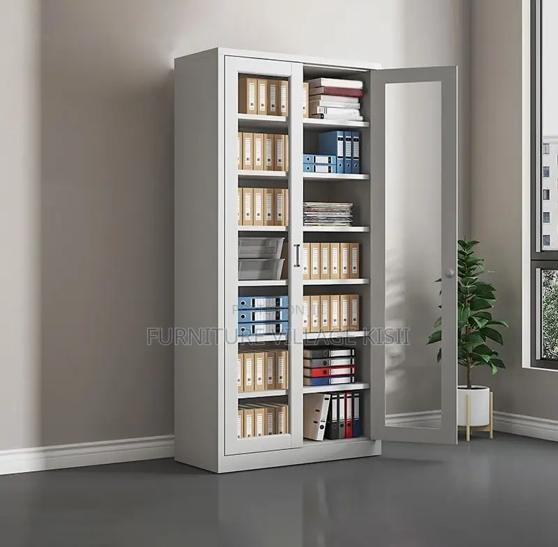 Office Furniture; 2- Full Glass Door Filling Office Cabinet