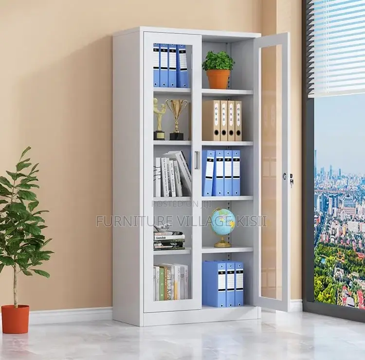Office Furniture; 2- Full Glass Door Filling Office Cabinet