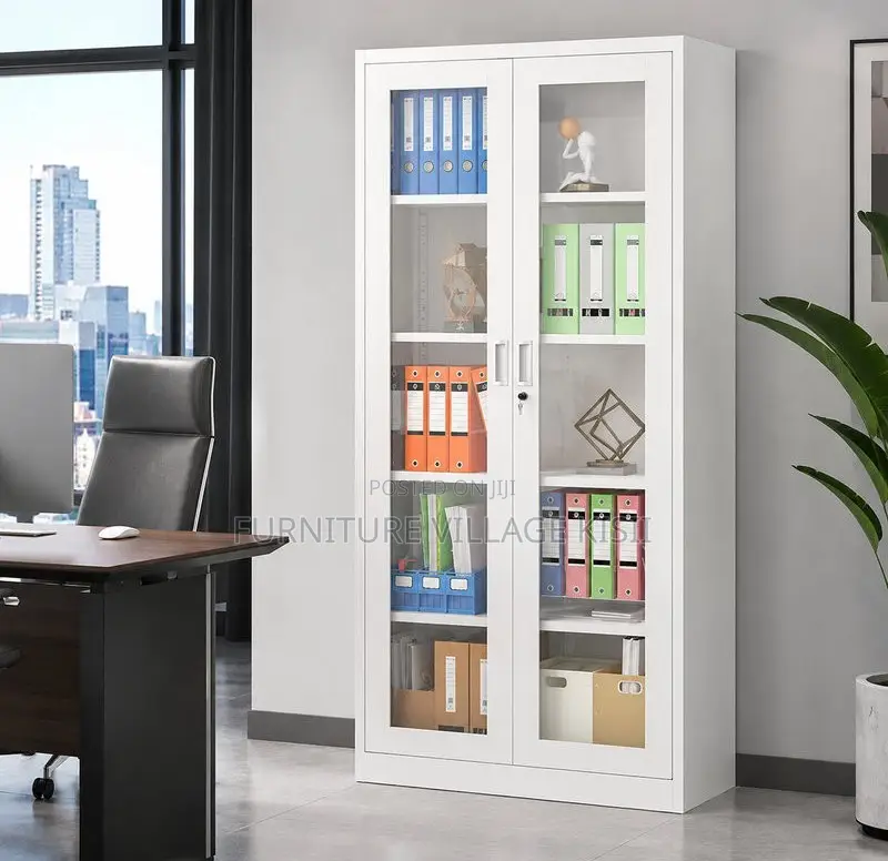 Office Furniture; 2- Full Glass Door Filling Office Cabinet