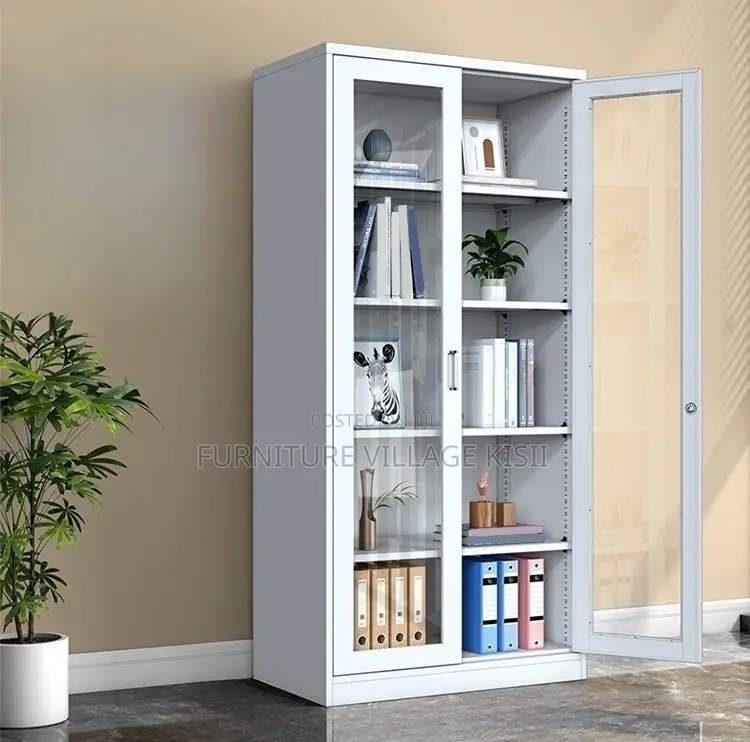 Office Furniture; 2- Full Glass Door Filling Office Cabinet