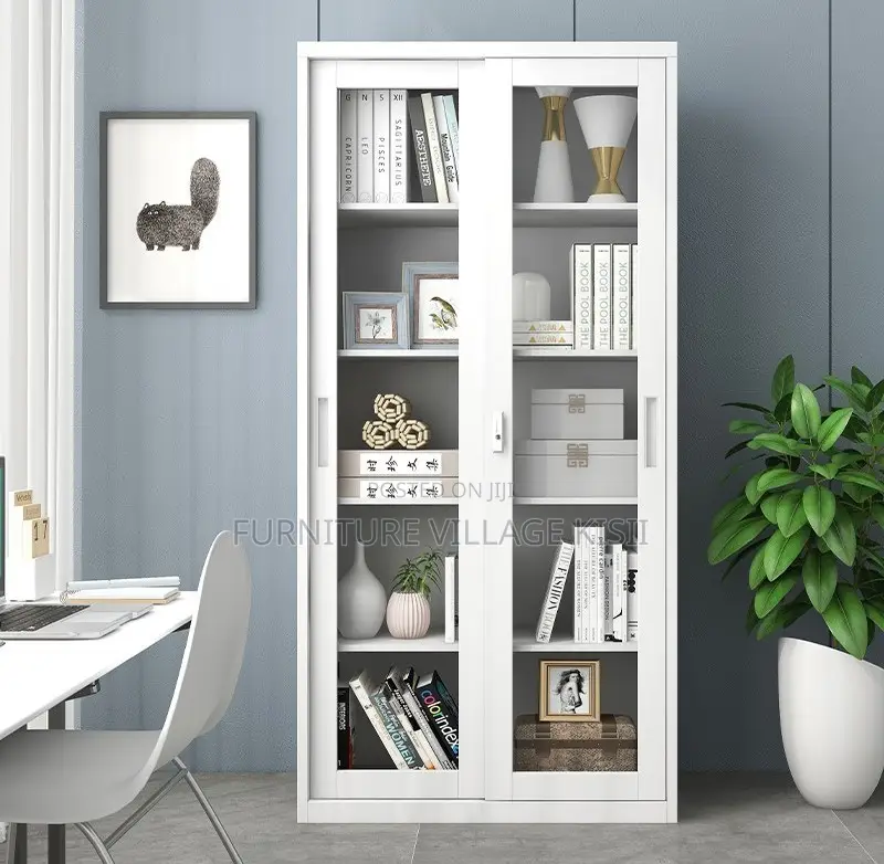 Office Furniture; 2- Full Glass Door Filling Office Cabinet