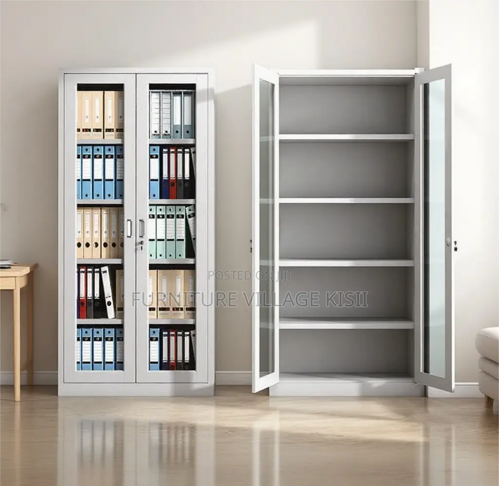 Office Furniture; 2- Full Glass Door Filling Office Cabinet