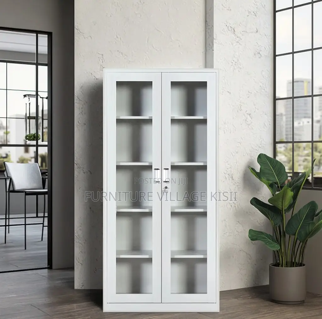 Office Furniture; 2- Full Glass Door Filling Office Cabinet