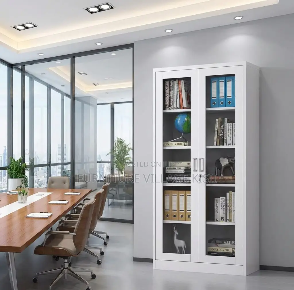 Office Furniture; 2- Full Glass Door Filling Office Cabinet
