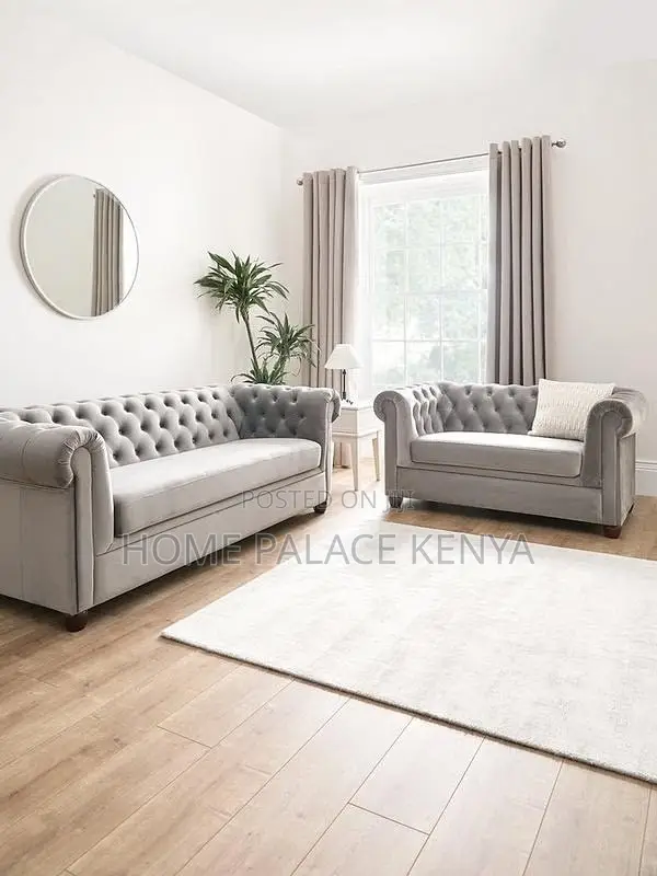 Sofa; Elegant Tufted Chesterfield Velvet Lounge Sofa for Home