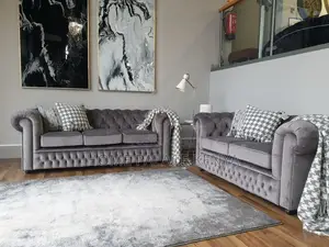 Sofa; Elegant Tufted Chesterfield Velvet Lounge Sofa for Home