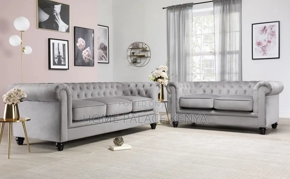 Sofa; Elegant Tufted Chesterfield Velvet Lounge Sofa for Home
