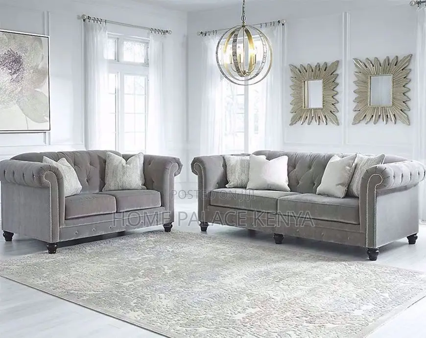 Sofa; Elegant Tufted Chesterfield Velvet Lounge Sofa for Home