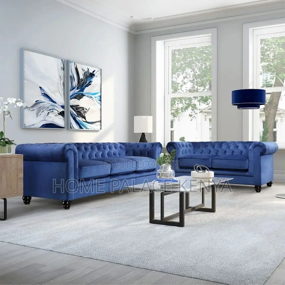 Sofa; Elegant Tufted Chesterfield Velvet Lounge Sofa for Home