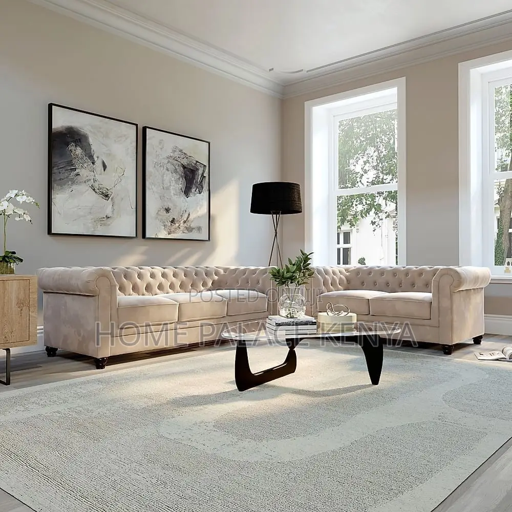 Sofa; Elegant Tufted Chesterfield Velvet Lounge Sofa for Home