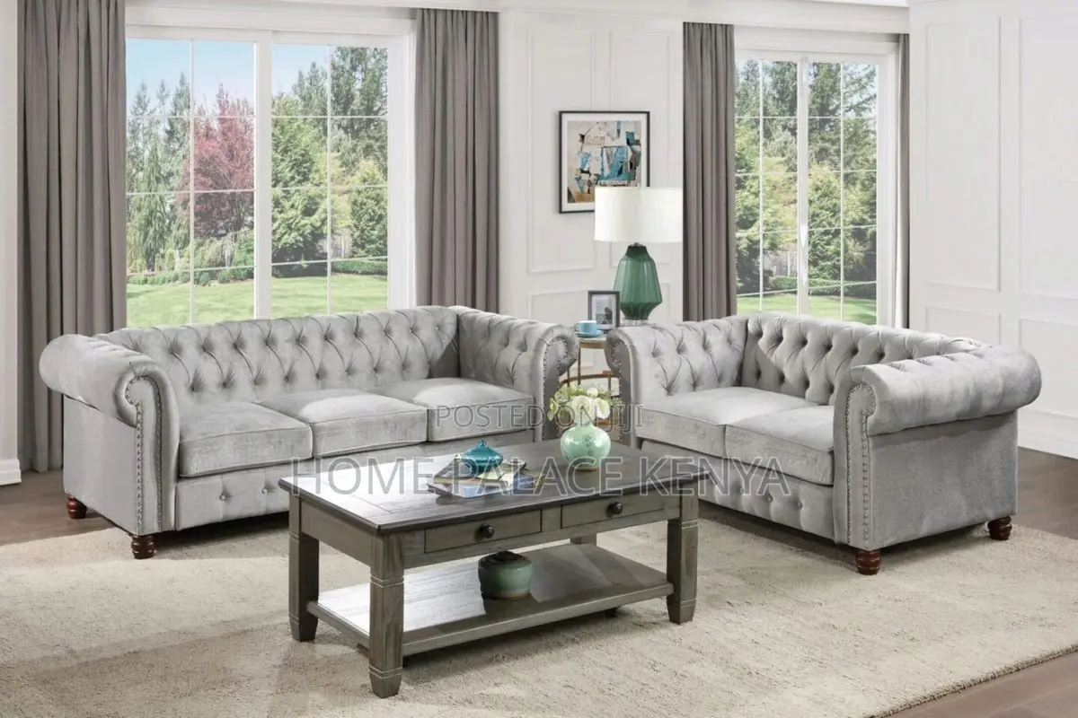 Sofa; Elegant Tufted Chesterfield Velvet Lounge Sofa for Home