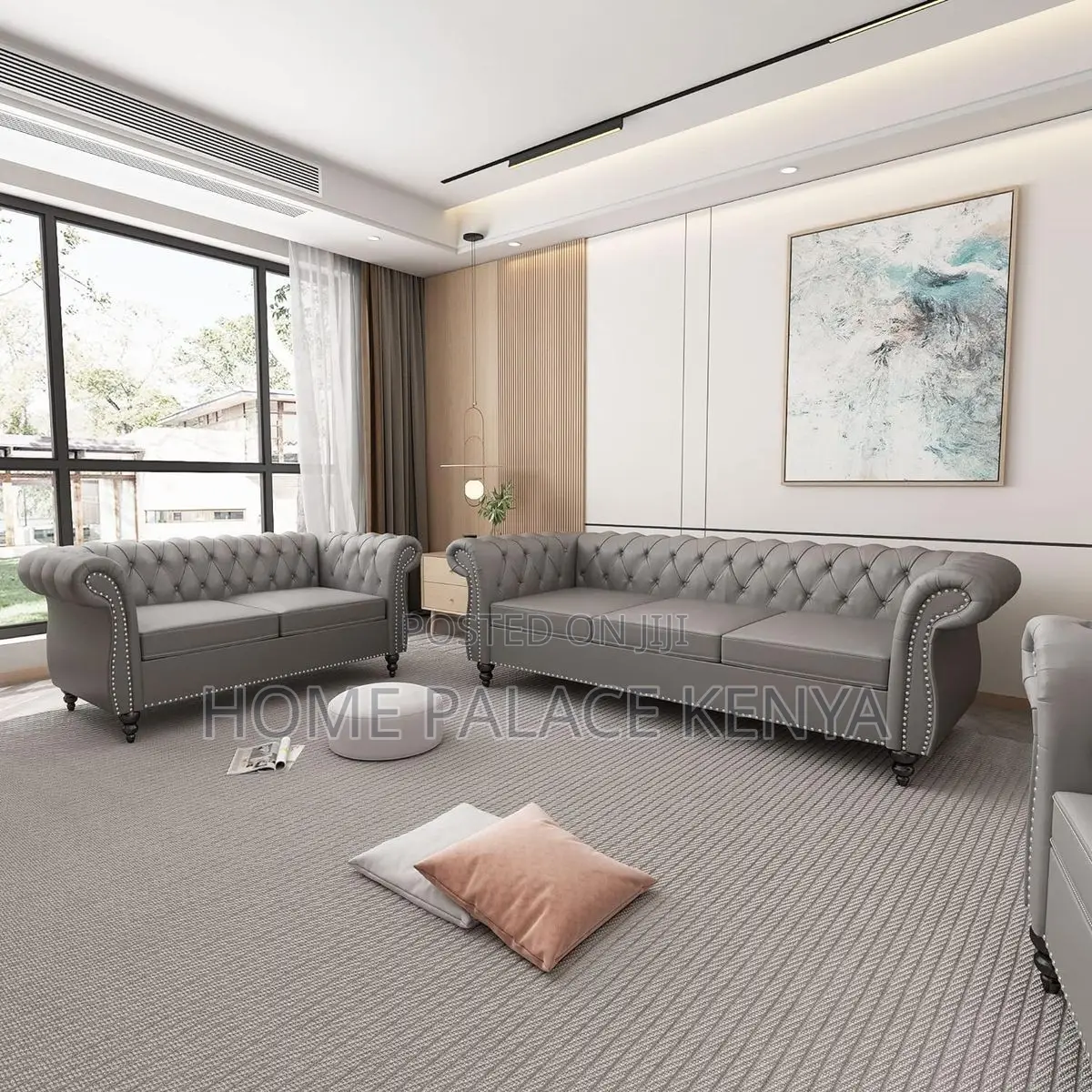 Sofa; Elegant Tufted Chesterfield Velvet Lounge Sofa for Home