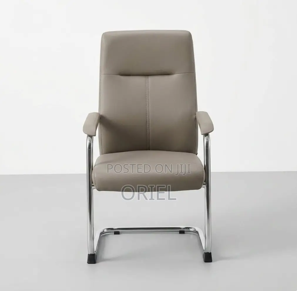 Office Chair : Brown Sled Base Ergonomic Waiting Chair