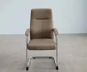 Office Chair : Brown Sled Base Ergonomic Waiting Chair