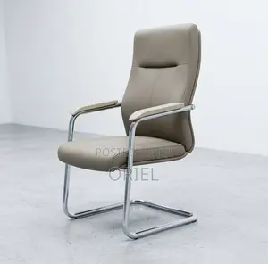 Office Chair : Brown Sled Base Ergonomic Waiting Chair