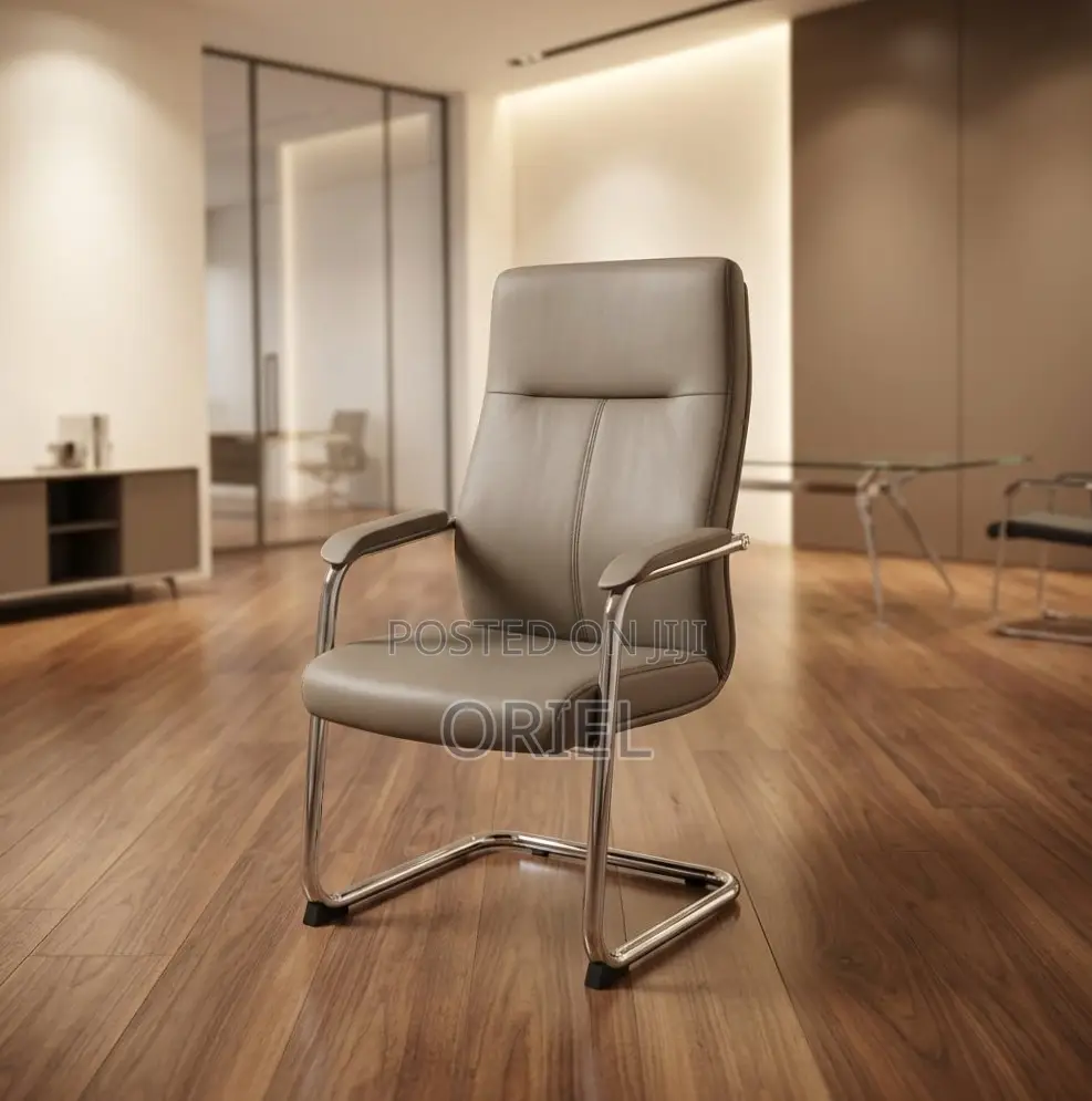 Office Chair : Brown Sled Base Ergonomic Waiting Chair