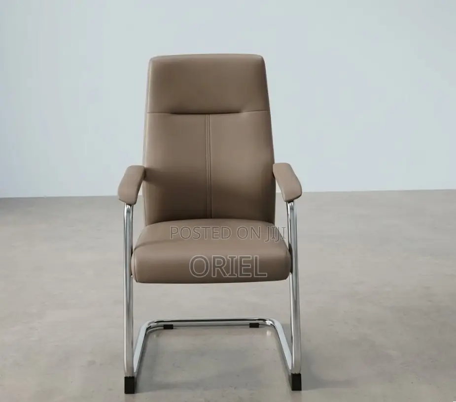 Office Chair : Brown Sled Base Ergonomic Waiting Chair