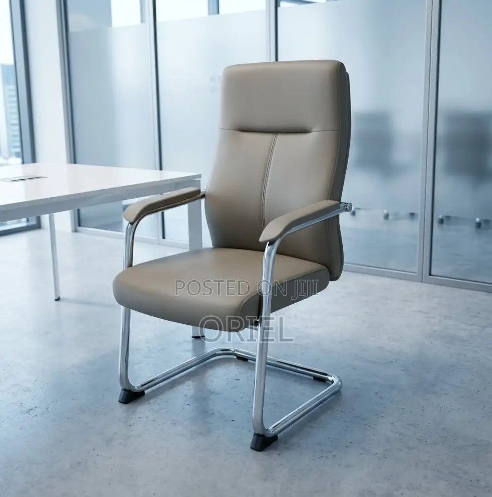 Office Chair : Brown Sled Base Ergonomic Waiting Chair