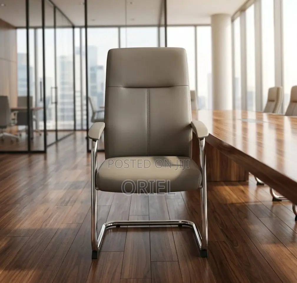 Office Chair : Brown Sled Base Ergonomic Waiting Chair