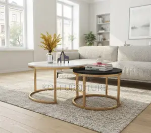 Coffee Table; Round Marble Dual Living Room Coffee Tables
