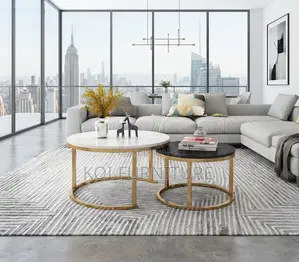 Coffee Table; Round Marble Dual Living Room Coffee Tables