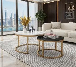 Coffee Table; Round Marble Dual Living Room Coffee Tables