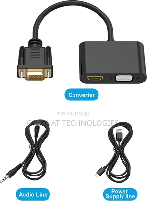 VGA to HDMI VGA Adapter 1080P VGA Splitter Charging & Audio Cable