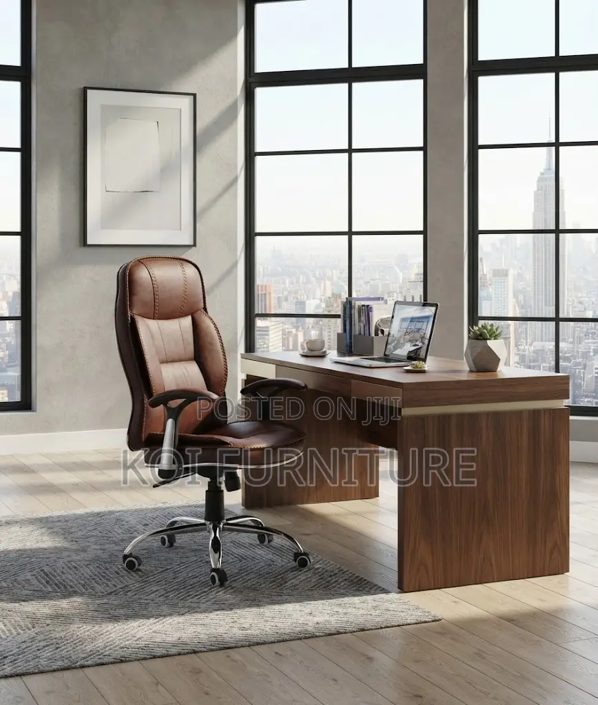 Office Chairs; High Standing Home Office Brown Leather Chair
