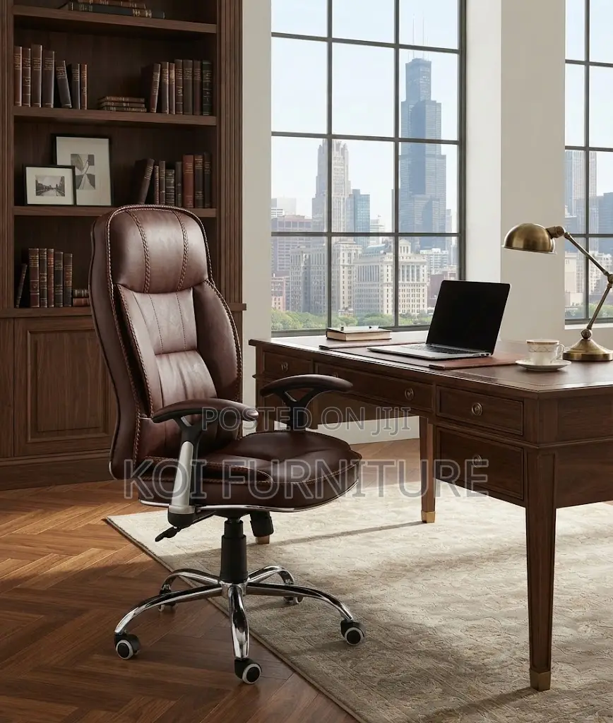 Office Chairs; High Standing Home Office Brown Leather Chair