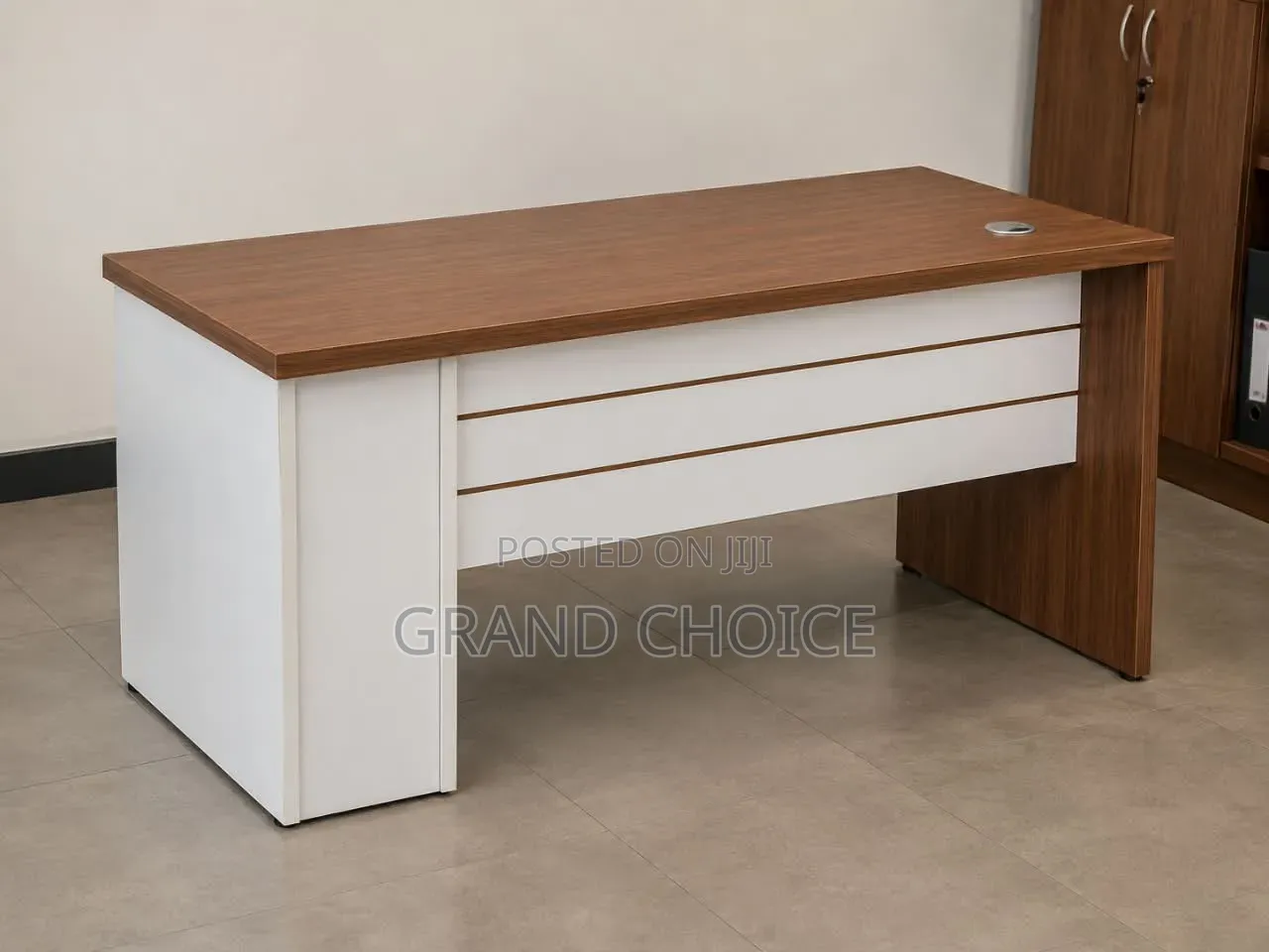 Wooden Managerial Desk With Side Storage