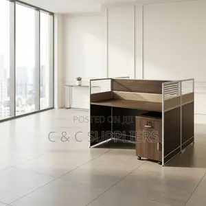 2-Seater Brown Team Workstation Desk.