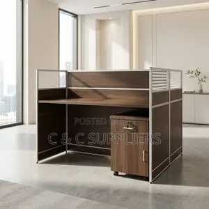 2-Seater Brown Team Workstation Desk.
