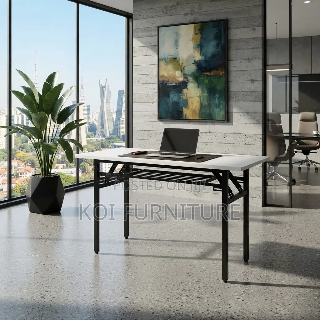 Office Table; White Foldable Home Office Study Meeting Table