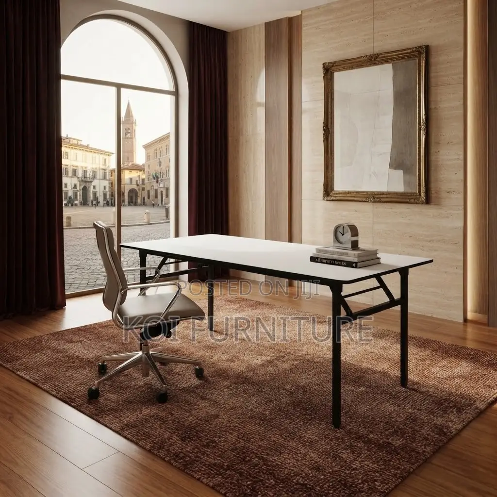 Office Table; White Foldable Home Office Study Meeting Table