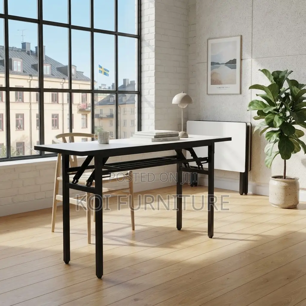 Office Table; White Foldable Home Office Study Meeting Table
