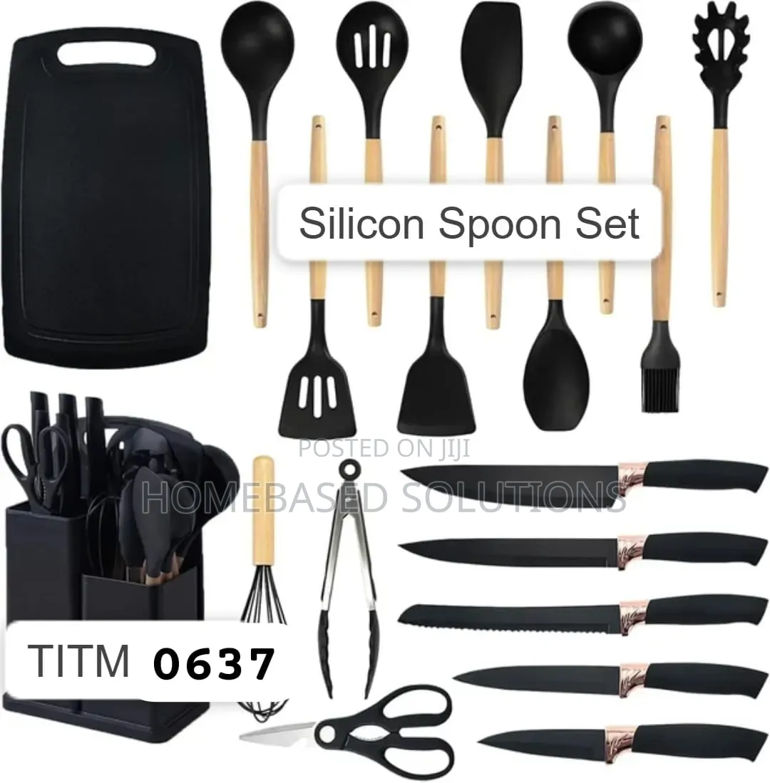 19pcs Silicone and Wood Spoons