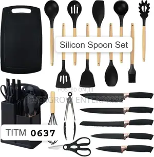 19pcs Silicone and Wood Spoons