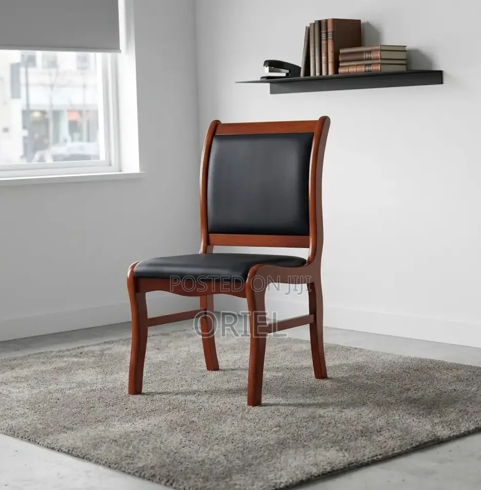 Office Chair : Wooden Frame Leather Padded Office Chair