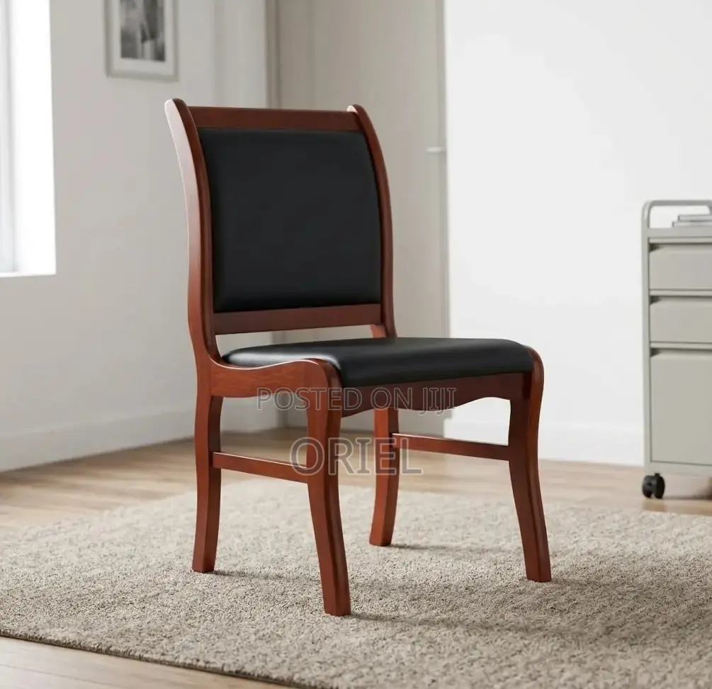 Office Chair : Wooden Frame Leather Padded Office Chair