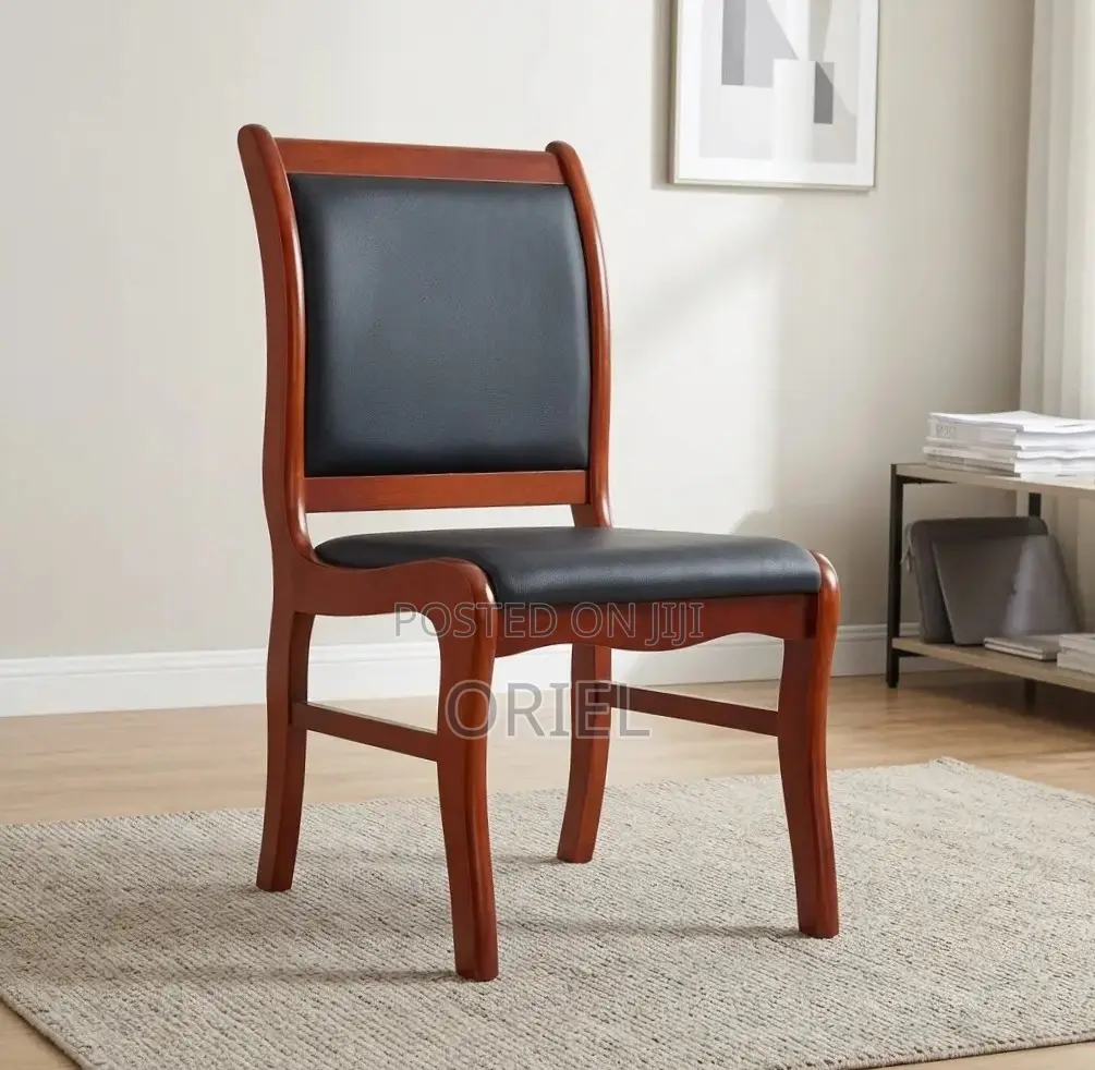 Office Chair : Wooden Frame Leather Padded Office Chair