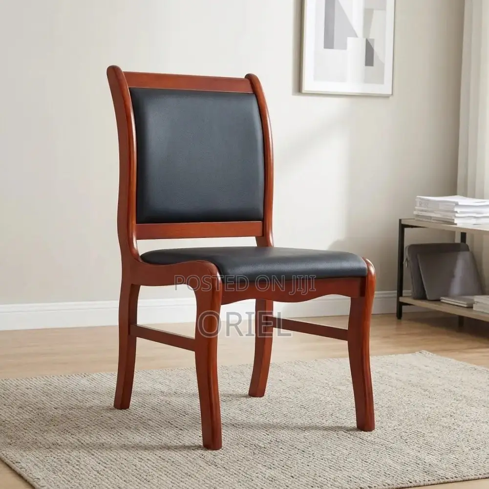 Office Chair : Wooden Frame Leather Padded Office Chair