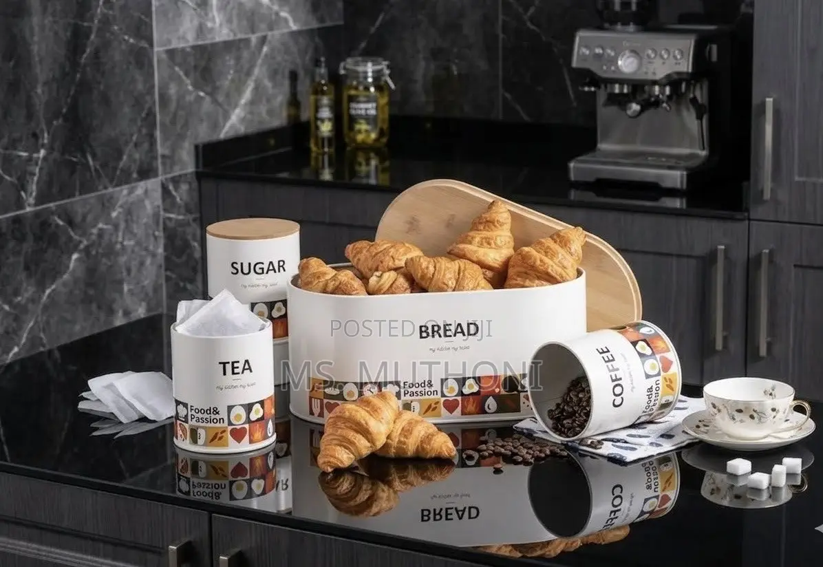 Bread Storage Bin With 3-Piece Canister Set