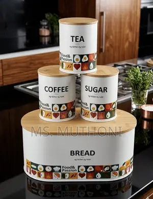 Bread Storage Bin With 3-Piece Canister Set