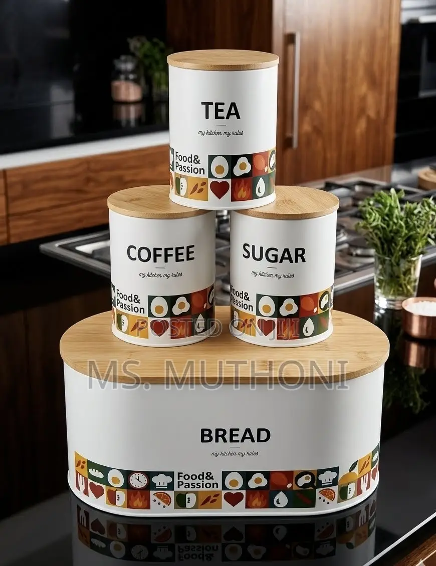 Bread Storage Bin With 3-Piece Canister Set