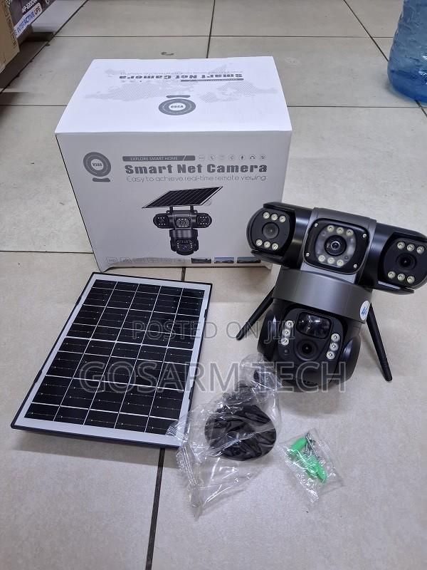 V380 Triple Lens 4G Solar CCTV Camera With SIM Card, PTZ & Night Visio