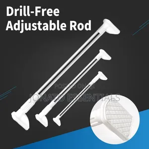 Adjustable Tension Rod for Curtains & Wardrobe (No Drilling)